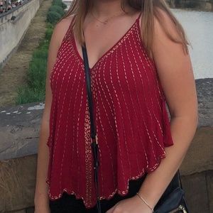 Free People Red Sequin Tank Top